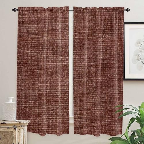 Dark Brown Window Curtains 72 Inch Long 2 Panel Set, Rod Pocket Long