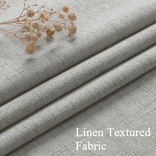Linen Curtains 63 inch Long,Light Filtering Semi Sheer for Bedroom