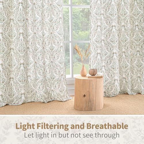 BGment Brown Paisley Floral Curtains for Living Room 96 Inch - 2