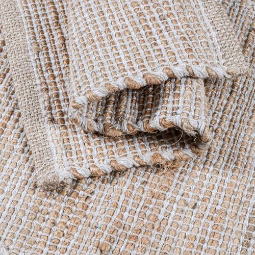 Cotton/Jute Placemats Set of 4-13x19 Inch - Natural-Ivory