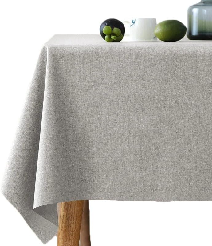 Waterproof Oil-Proof Faux Linen Rectangular Tablecloth