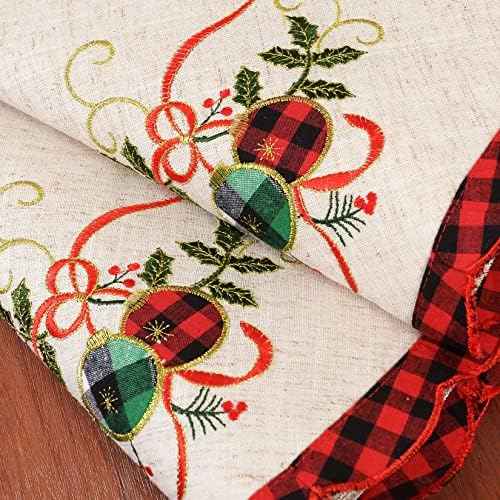 Grelucgo 21 Inch Embroidered Christmas Tree Skirt
