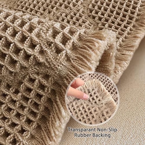 ZALL Tan Waffle Bath Mat,Super Absorbent Non Slip Bathroom Rug,Brown