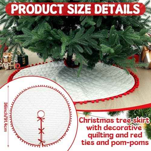Sumind 36 Inch Christmas Tree Skirt Red and White Stripes Xmas Tree