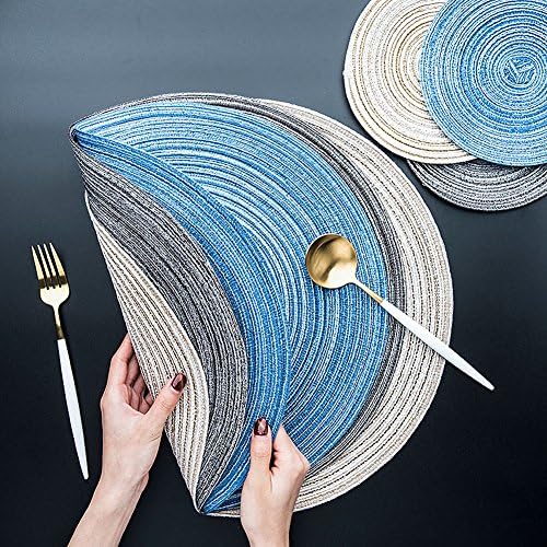 LEVINIS Beige Placemats, 14-Inch Round Placemat Braided Woven