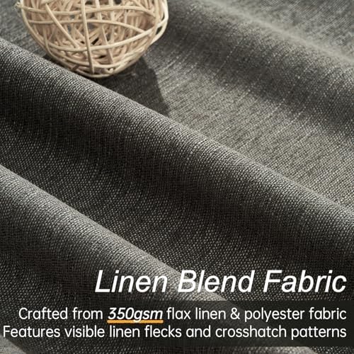 Topfinel Extra Long Grey Linen Blackout Curtains 120 inches Long