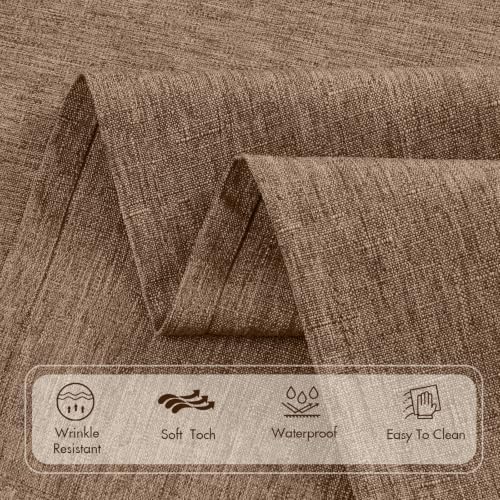 Mocha 52x70 Rectangle Polyester Linen Farmhouse Tablecloth