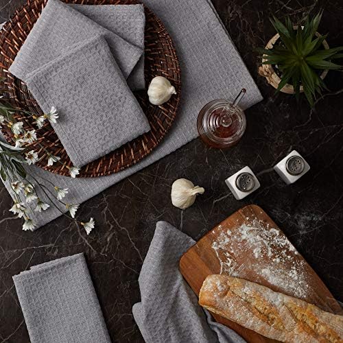DII Recycled Cotton Kitchen Collection Dishtowel Set, 18x26, Gray