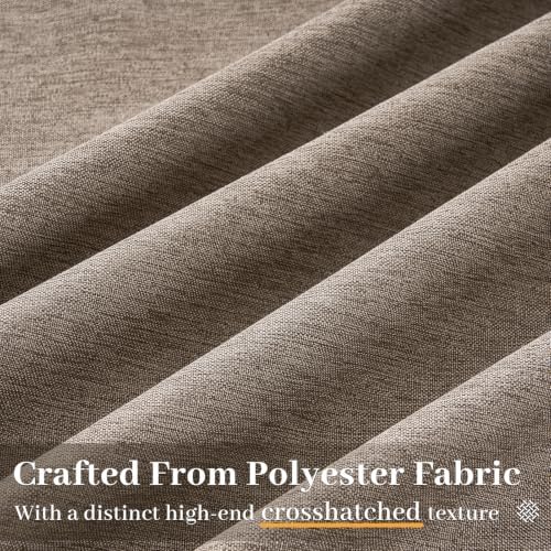 84 Inches Taupe Pinch Pleated Curtains 2 Panels Linen Textured