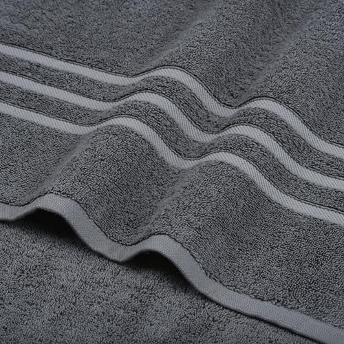 4 Pieces Large Bath Towels Set, 27x54 Inches, Grey