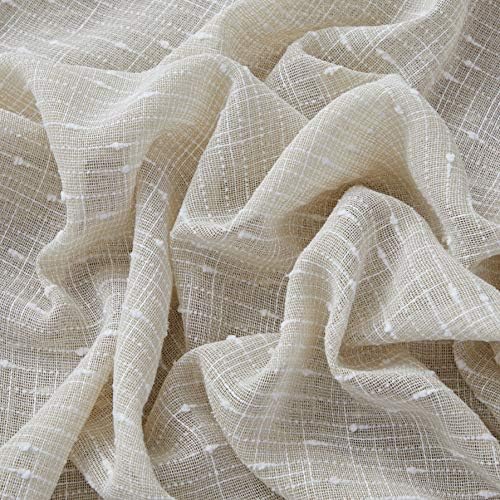 HLC.ME Emily Faux Linen Semi Sheer Light Filtering Transparent Back