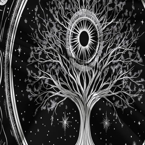 King Duvet Cover Reversible Design, Tree of Life Fantasy Soft Bedding