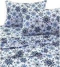 Tribeca Living King Deep Pocket Flannel Sheet Set, Snowflakes Multi