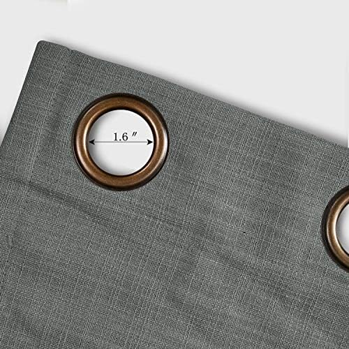 ChadMade 50W x 96L Inch Carbon Grey Linen Polyester Curtain Drapes
