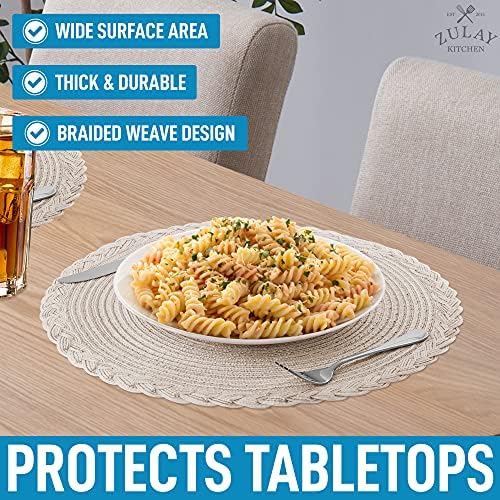 Zulay Kitchen 15 Inch Round Placemats for Dining Table Set of 6