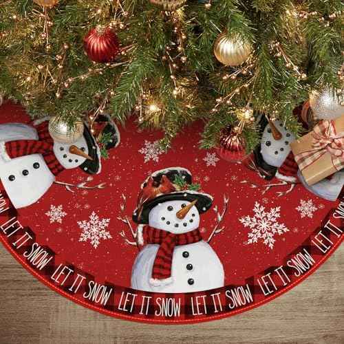 AVOIN colorlife 48 Inch Snowman Christmas Tree Skirt