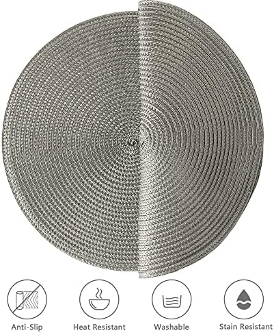 Round Placemats for Dining Table Set of 6,12.6 Inch Small Circle Place