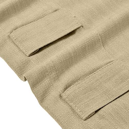 Frelement Tan Linen Curtains Back Tab & Rod Pocket Indoor Drapes