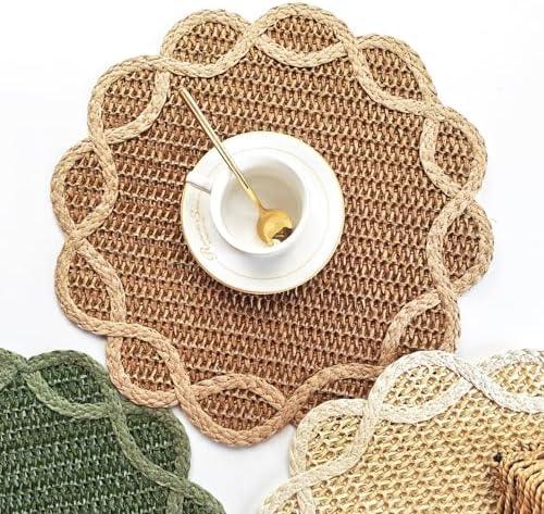 15 Inch Round Jute Placemats Set of 6 Woven Heat Resistant Table Mats