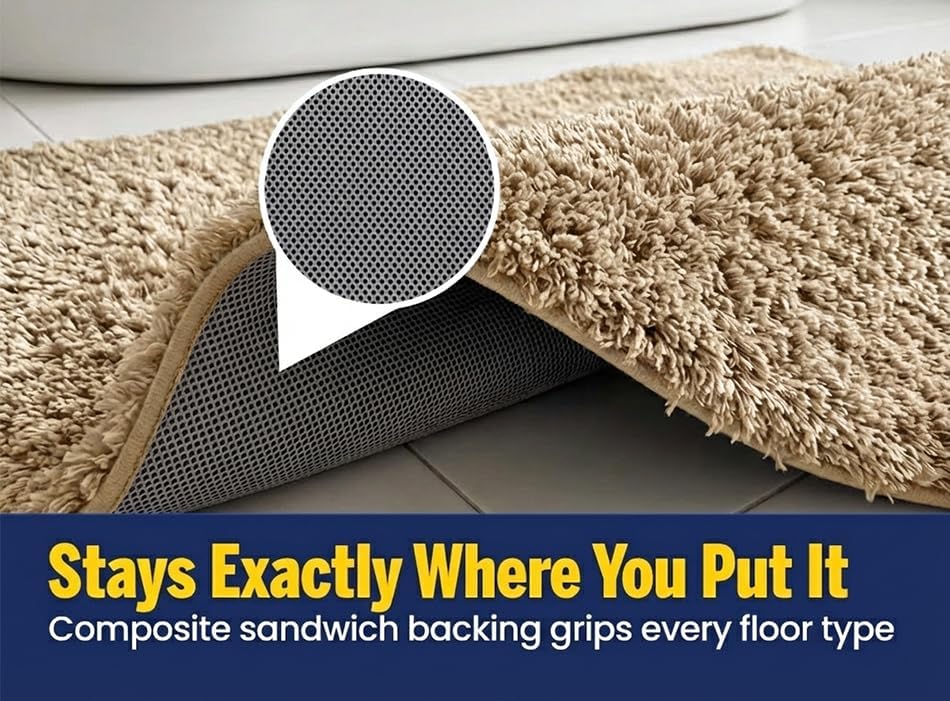 Muddy Mat® Fluffy Bathroom Rug, Soft Absorbent Microfiber Bath Mat