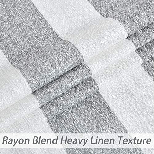 Central Park Gray White Vertical Stripe Curtain Semi Sheer, 44" Wx63