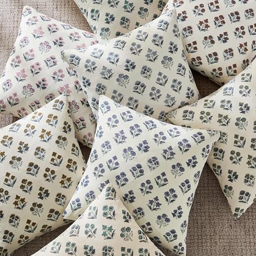 Floral Throw Pillow Covers Set of 2, 22x22 Inches Terracota