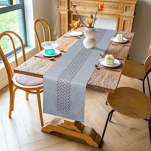 Grey Geometric Hollow Table Runner 14x72 Rustic Table Runners Home
