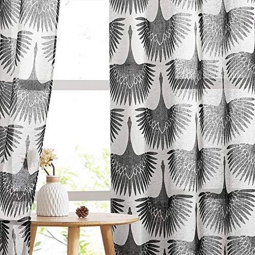 KGORGE Sheer Curtains Geometric Pattern - Natural Linen Curtains Soft