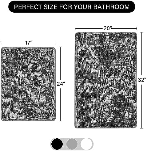 LOCHAS Bathroom Rugs Sets 2 Piece, Chenille Non Slip Bath Mat Set