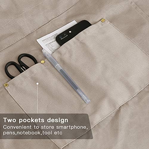 2 Pieces Pottery Apron,Split Apron with Adjustable Straps M-XXL,Beige