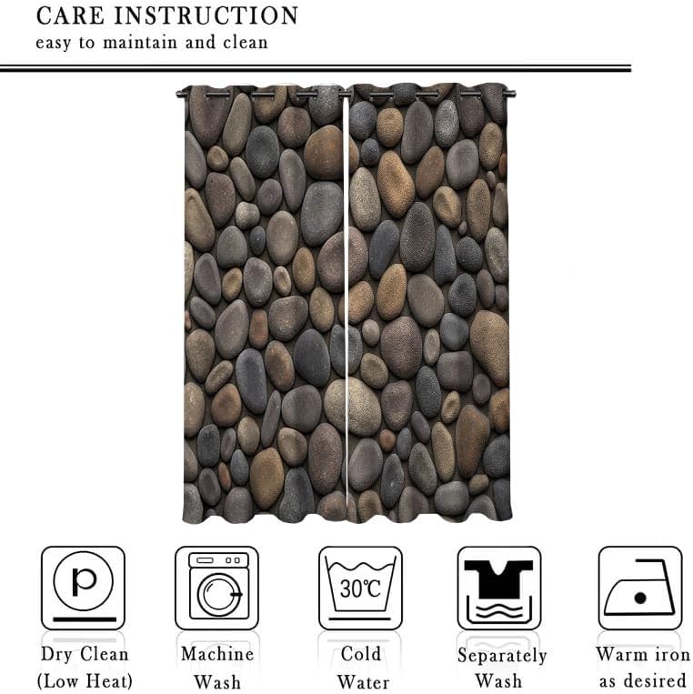 Blackout Pebble Texture Curtains for Bedroom, Gray Curtains 63 Inch