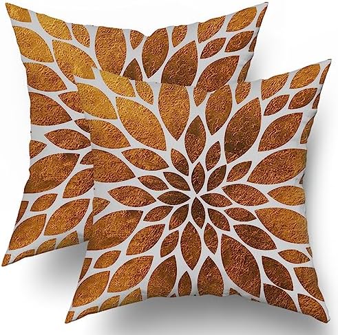Mustard Yellow Dahlia Pillow Covers 20X20 Inch Geometry Floral Couch