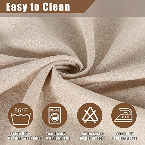 Fitable Linen Textured Tablecloth Washable Fabric Rectangle Table