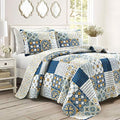 Lush Decor Monique Reversible Cotton Quilt Queen Size 3 Piece Set