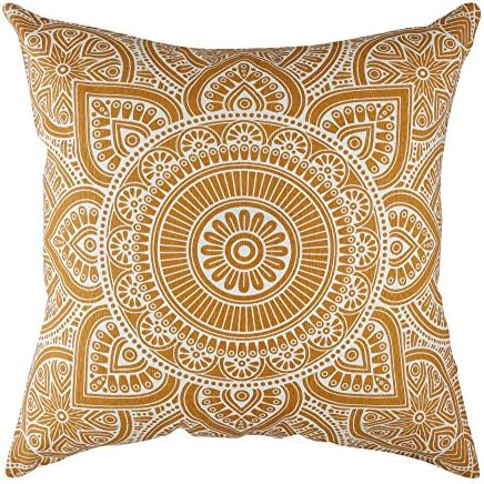 TreeWool Mandala Accent Throw Pillow Covers 18x18 Set of 2 (Mustard)