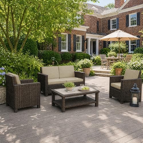 Outdoor Chair Cushions Set of 4, Water-Resistant & Fade-Resistant