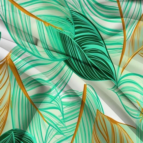 King Duvet Cover Reversible Design, Tropical Leaves Lines Soft Bedding