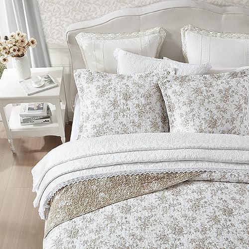 Laura Ashley - King Quilt Set with Shams, Cotton, Reversible