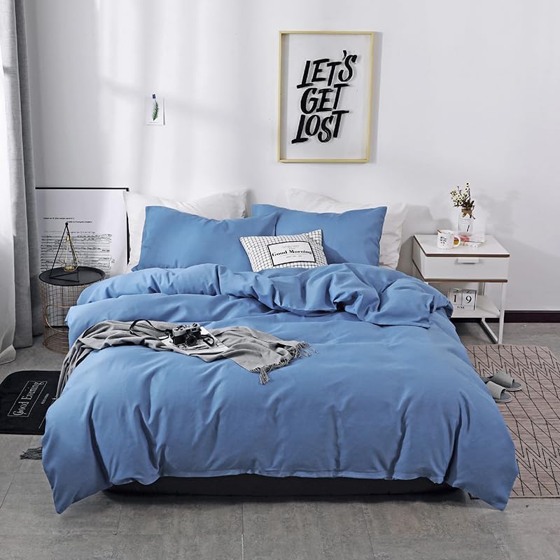 Textured Solid Duvet Cover Set,Microfiber Bedding, Soft Comforter