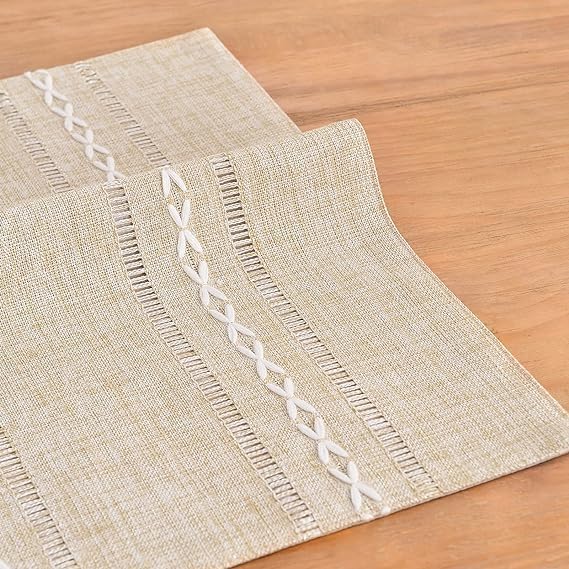 Wracra Homes Value Pack - Coffee Hemstitch Table Runner and Placemat