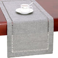 Grelucgo Handmade Hemstitch Gray Dining Table Runner Or Dresser Scarf