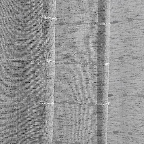 Lush Decor Farmhouse Textured Grommet Sheer Window Curtain Panel Pair
