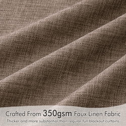 MIULEE 100% Blackout Back Tab Pleat Linen Curtains 50" Wx96 L,Dutch