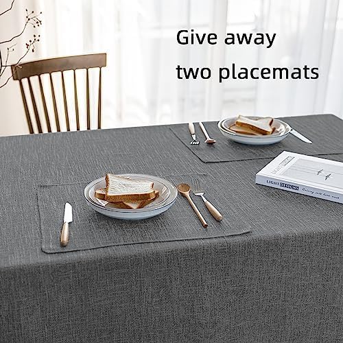 Waterproof Linen Tablecloths Rectangle Table Cloth(54"x120") Gray