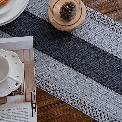 Macrame Table Runner Grey Boho Table Runners with Tassels 12x71in