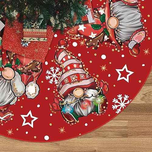 GAGEC 18 Inch Red Glitter Gnome Christmas Tree Skirt