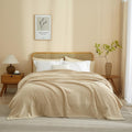 AMWAN Cozy Queen Blankets Khaki for Couch Cotton Blend Jersey Knit Bed
