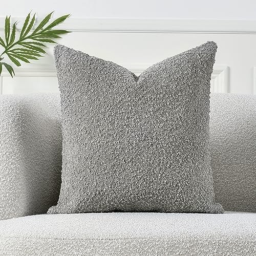 Sunkifover Textured Boucle Throw Pillow Cover 18x18 Inch, Accent Solid