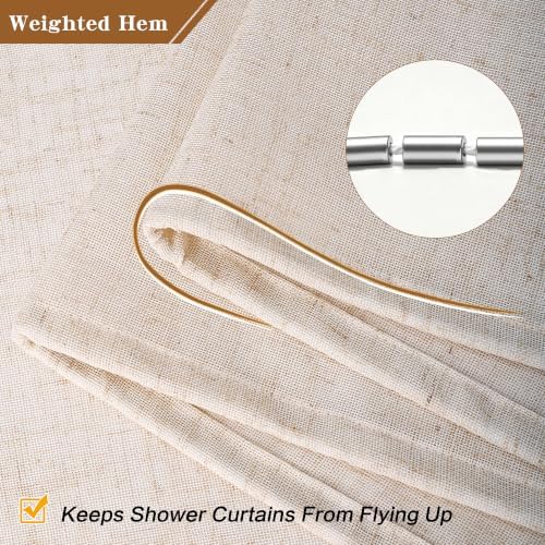 Beige Linen Style Shower Curtain Heavy Duty Liner 72x84