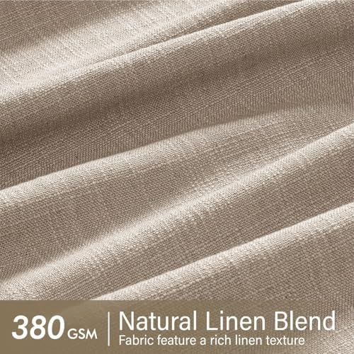 MIULEE Pinch Pleated Thick Linen Curtains 96 Inch 2 Panels Burlywood